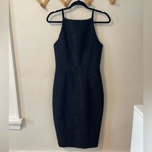 H&M Black Textured Midi Dress size 6
